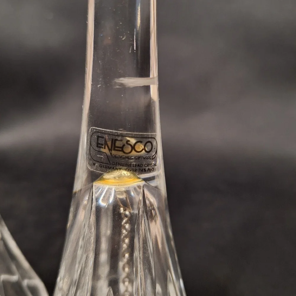 Pair of Enesco Genuine Lead Crystal Bells (two slightly different types).